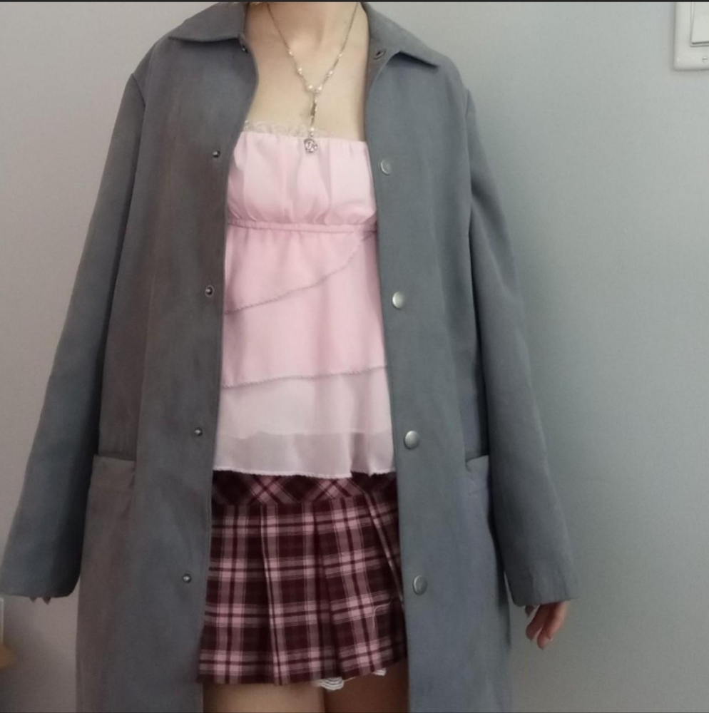 Faux suede grey trench coat